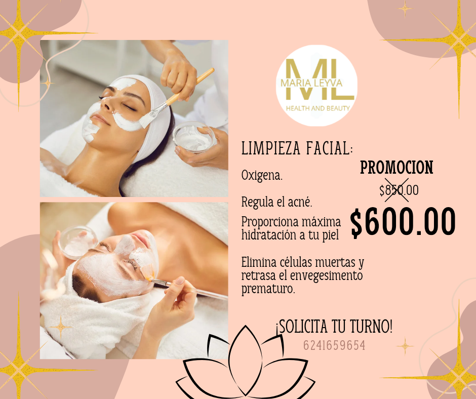 🌸LIMPIEZA FACIAL PROFUNDA🌸 Libérate de impurezas y luce un rostro limpio e iluminado.Apto para todo tipo de piel y edad Para Dama y Caballero !! Incluye: ✅ Limpieza ✅ Exfoliación ✅ Ozono ✅Microdermoabrasión ✅ Extracción de comedones ✅ Alta frecuencia ✅ Sérum ✅ Mascarilla según la necesidad del paciente ✅ Fototerapia led ✅ Crema hidratante ✅ Protector solar Duración en promedio 1hora A 1hora y 30 min , Dependiendo la necesidad de cada persona PREVIA CITA , Precio especial ⚕️ Aux. En Medicina Estetica Maria Leyva Álvarez